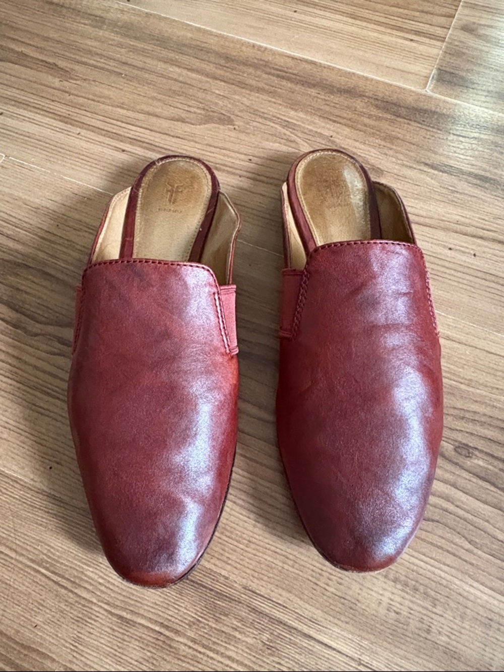FRYE Terri Slip-On Leather Mules - Red/brown